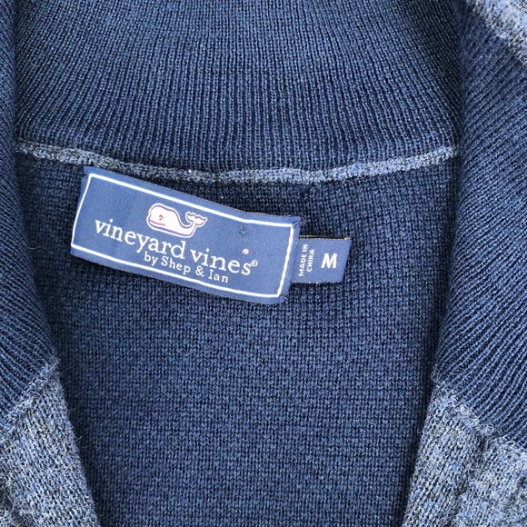 Vineyard Vines Mens Size Medium Wool Blend Shep Shirt Sweater Zip-Up Mock Neck - Picture 8 of 11